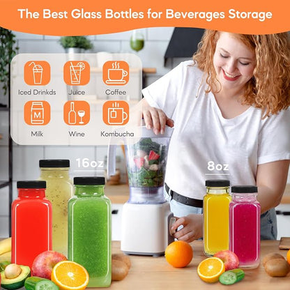 STARSIDE 8oz Glass Juice Bottles 12-Pack - Image 4