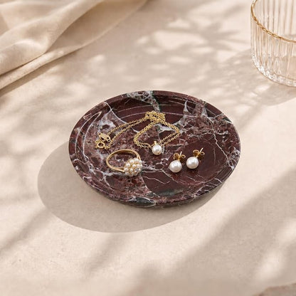 Small Natural Marble Jewelry Tray Key Plate Holder Dish Trinket Decor Catch All by Unknown