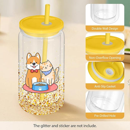8 PCS Plastic Snow Globe Tumbler, 16Oz Pre-Drilled Double Wall Snowglobe Cup | - Image 4