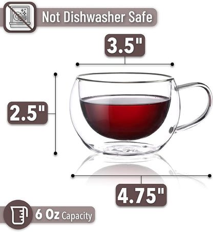 BTaT- Double Walled Espresso Cups, 6 oz, Double Wall Insulated Espresso Cups - Image 3