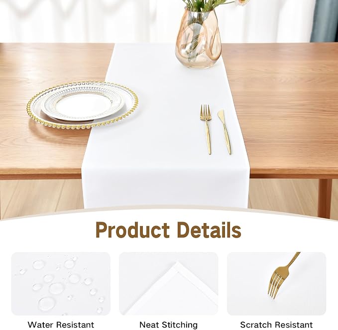 Faux Linen Table Runner Water Resistant 13 x 60 in, Coffee Table Runner - Image 3
