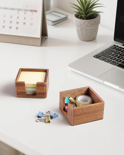 Acacia Wood Sticky Note Holder, Post It Note Dispenser - Image 5