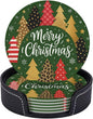 Vintage Green Christmas Tree Plaid Print Coasters by KiuLoam