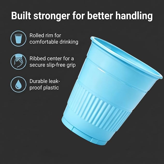 TashiBox 5 oz Disposable Plastic Cups, Sky Blue - Image 2