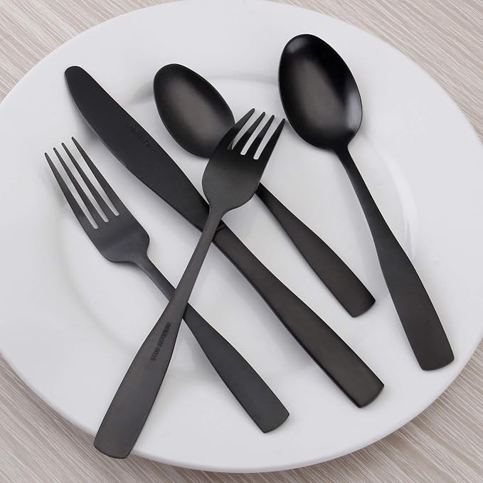 O.C.E. Matte Black Silverware Set, O.C.E. Satin Finish 30-Piece Stainless Steel - Image 5