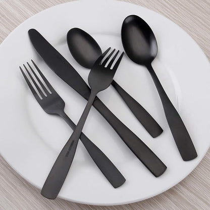 O.C.E. Matte Black Silverware Set, O.C.E. Satin Finish 30-Piece Stainless Steel - Image 5
