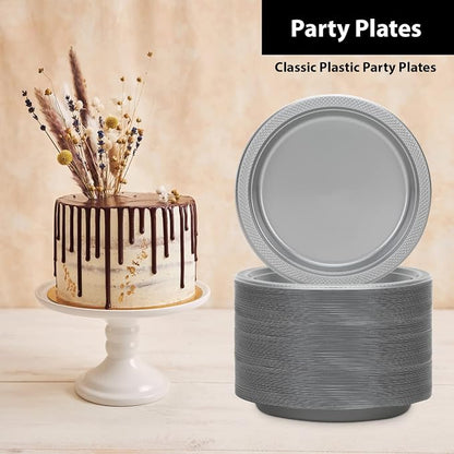 Hanna K. Signature Silver Solid Color Premium Heavy Weight Plastic Appetizer - Image 4
