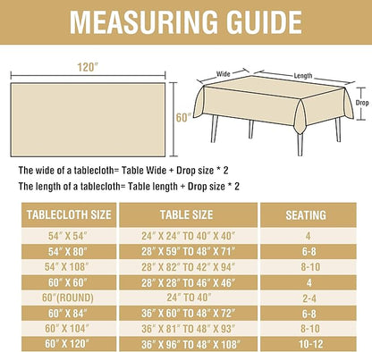 H.VERSAILTEX Linen Table Cloths Rectangle 60 x 120 Inch Premium Tablecloth Spill-Proof Waterproof Table Cover for Dining Buffet Feature Extra Soft and Thick Fabric Wrinkle Free, White