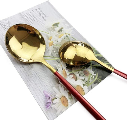 Red Gold Silverware Set, JASHII 20-Piece Stainless Steel Satin Finish Flatware - Image 7