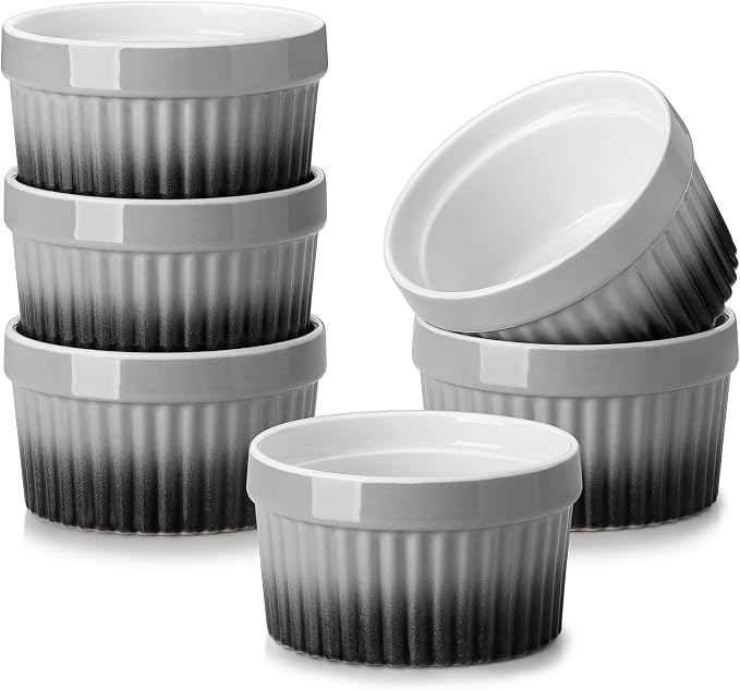MALACASA Ramekins 6 oz Oven Safe, Small Ceramic Souffle Dishes by MALACASA