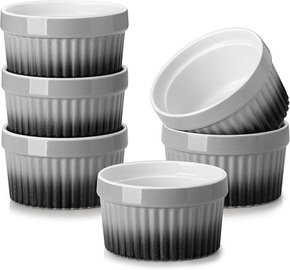 MALACASA Ramekins 6 oz Oven Safe, Small Ceramic Souffle Dishes by MALACASA