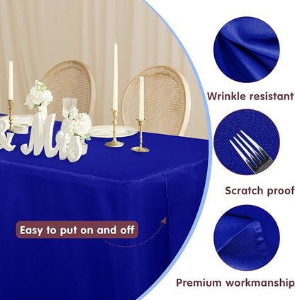 HolidayIdeas 4 Pack Fitted Table Clothes - 48 x 24 Inch - Royal Blue Rectangle 4ft Tablecloths Polyester Fabric Tablecloth for Trade Show, Craft Show, Party, Birthday