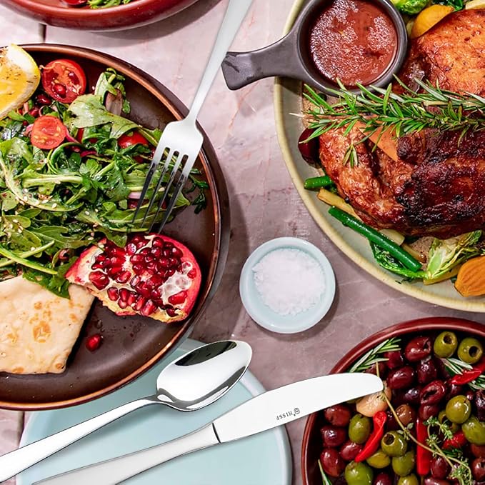 Butter Knife, Dinner Knife, Stainless Steel 4 Pieces Set knives, Square Handle - Image 6