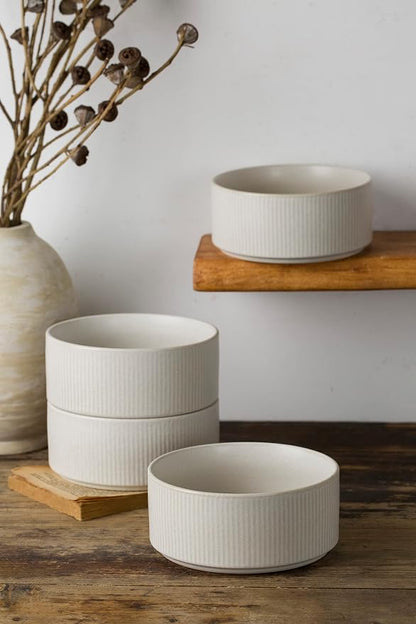 famiware Star Cereal Bowl Set, 23 oz Soup Bowls Set of 6, Matte White | Double - Image 2