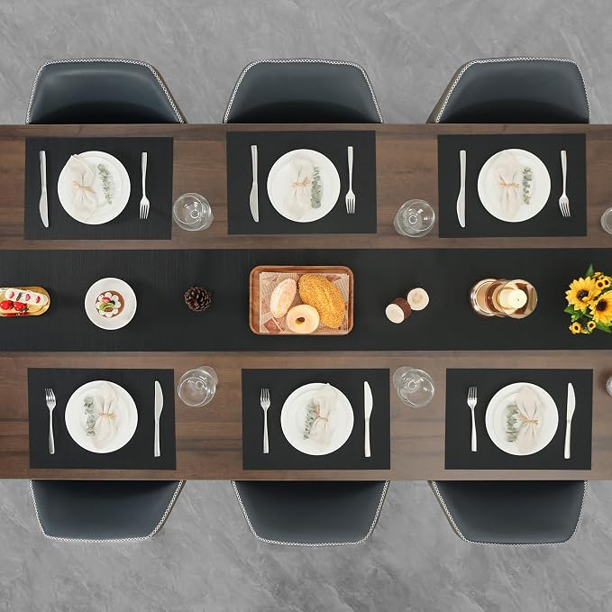 Myir JUN Black Table Runner Home Decor Dining Table Runners | Vinyl Table - Image 9