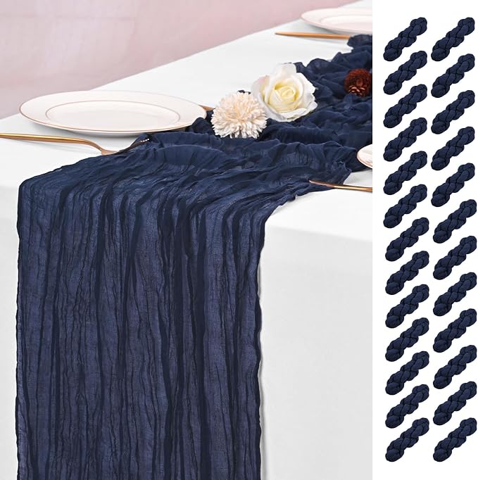 25 Pack Navy Blue Table Runners 17 x 108inch Cheesecloth Table Runner Boho by Lumaycens