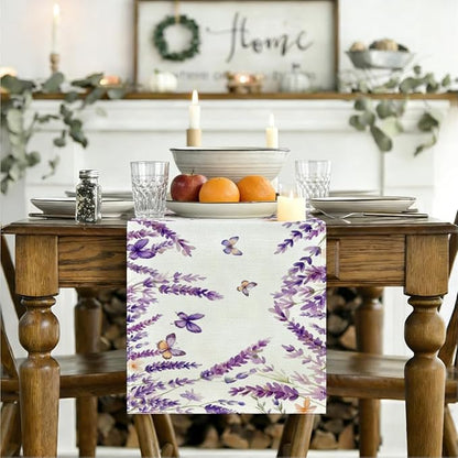 Purple Lavender Floral Butterflies Spring Table Runner, Gifts - Image 3