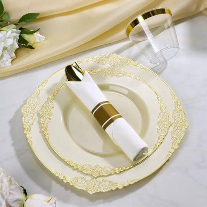 Bestluck 350PCS Ivory Disposable Dinnerware - Image 3