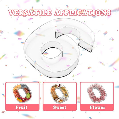11" Acrylic Number Charcuterie Tray, Fillable Number Charcuterie Box for Food, Reusable Serving Cake Candy Dish Display Tray for Birthday Anniversary Party Decoration (Number 6)
