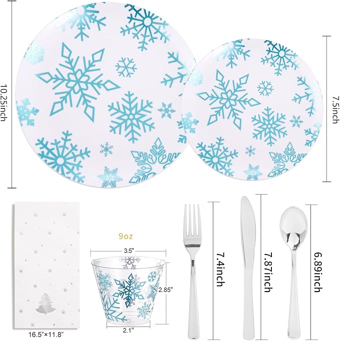 175Pcs Christmas Plates and Napkins Disposable Dinnerware Set - Image 5