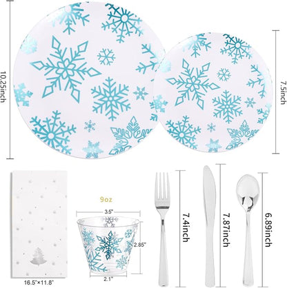 175Pcs Christmas Plates and Napkins Disposable Dinnerware Set - Image 5