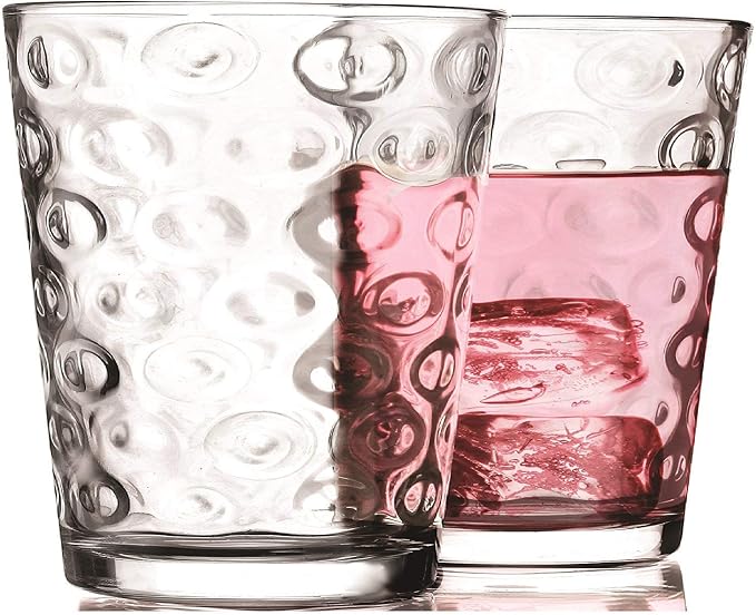 Circleware Circles Juice Drinking Glasses, 4 piece Set, Heavy Base Tumbler by Circleware