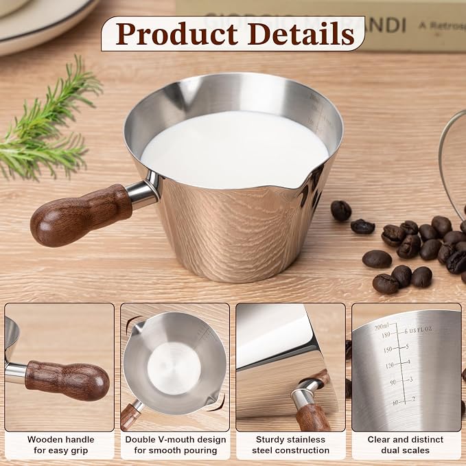 Amrules Espresso Cup, 6.8 oz/200 ml Stainless Steel Coffee Shot Measuring Cup - Image 3