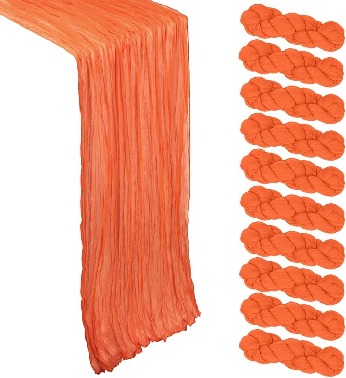 10 Pack Orange Cheesecloth Table Runner 9Ft Spring Gauze Cheese Cloth Table by Heneger