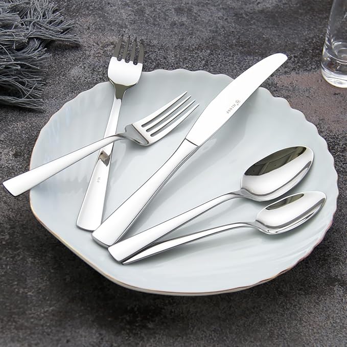 Butter Knife, Dinner Knife, Stainless Steel 4 Pieces Set knives, Square Handle - Image 4