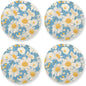 Polka Dots and Tender Chamomile Flowers Set of 4 Drink Coasters Heat Resistant by KLL
