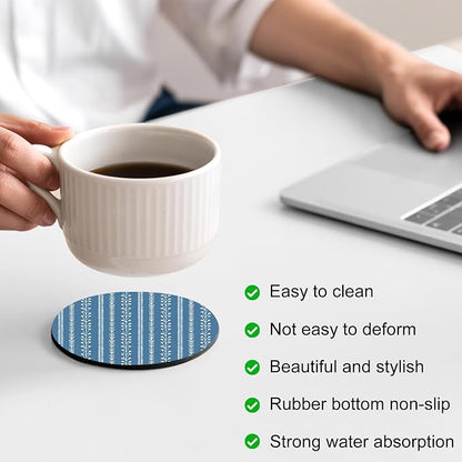 Blue Striped Coasters Set of 2, Absorbent Coasters - Image 4