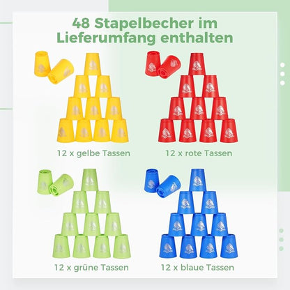 yeesport 48 Sport Stacking Cups Red/Blue/Green/Yellow - Image 6