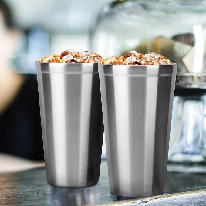 Beasea Stainless Steel Cups 16 oz, 4 Pack Stainless Steel Tumbler Stackable - Image 6
