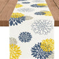 Blue Yellow Gray Table Runner Dahlia Pinnata Flower Beige Table Runners Modern by WHOMEAF