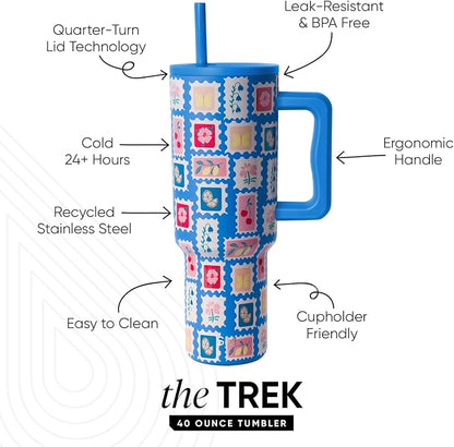 Simple Modern Tumbler with Handle and Straw | 40oz | Stamps | Trek Tumbler - Image 2