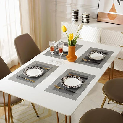 Vinyl Placemats Heat-Resistant Table Mats Washable Easy Clean Plastic Placemats for Dining Table Set of 4 (Dark Silver)