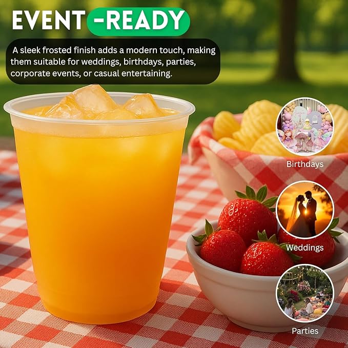 Concession Essentials 12oz Frost Flex Plastic Cups – 500 Pack – Shatterproof - Image 6