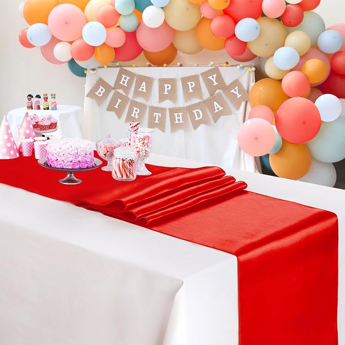 Red Satin Table Runners 10 Pack 12x108 inch Silk Smooth Fabric | Bright Satin - Image 5