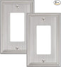 2-Pack Decorator Outlet Cover Plate, Brushed Nickel Decorative Switch Plates and Outlet Covers, Durable Zinc Alloy Wall Plates for Electrical Outlets, Receptacle, GFCI Outlet, Dimmer Switch
