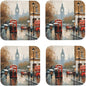 4Pcs Leather Coaster for Drinks London Impression Cup Coasters Aesthetic Drink by WSOIHFEC