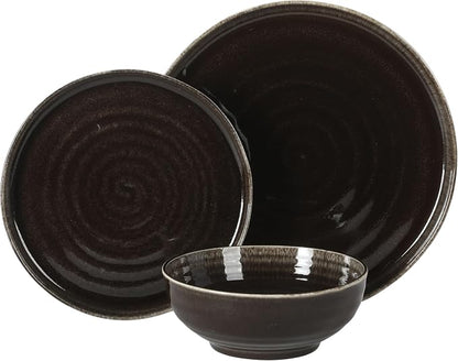 Gibson Elite Eclipse Swirls Plates and Bowls Sets, 12-Piece Stoneware - Image 8