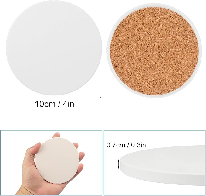 30 Pieces 4 Inch Round Blank Ceramic Coasters, Unglazed Ceramic Tiles Coasters - Image 2