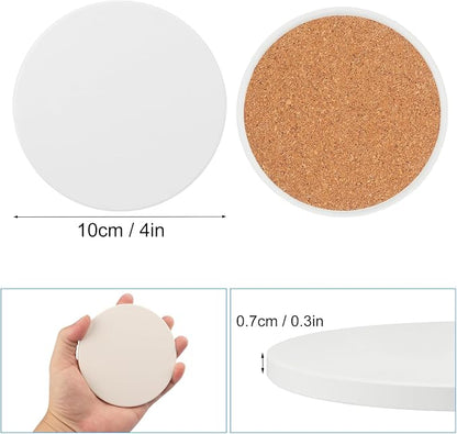 30 Pieces 4 Inch Round Blank Ceramic Coasters, Unglazed Ceramic Tiles Coasters - Image 2