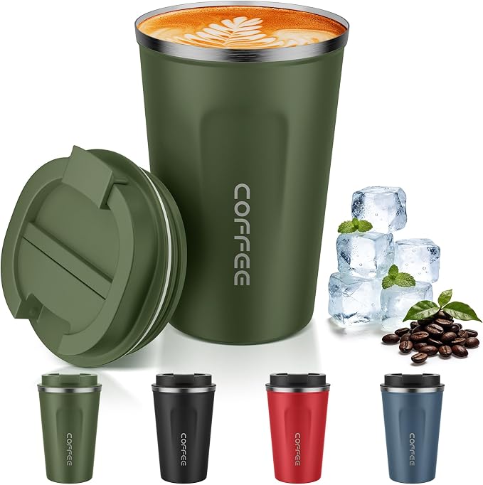 MOMSIV 12oz Travel Coffee Mug, Insulated Coffee Cup by MOMSIV