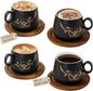 Yundu 10oz Cappuccino Cups & Wooden Saucers Set by YunduHome