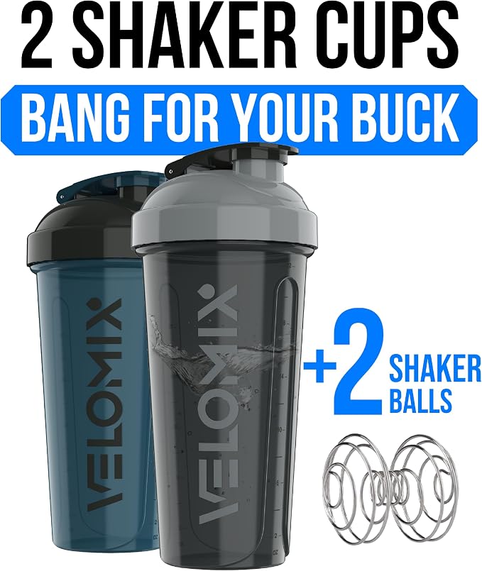 VELOMIX 2 Pack 28oz Protein Shaker Bottle - Image 2