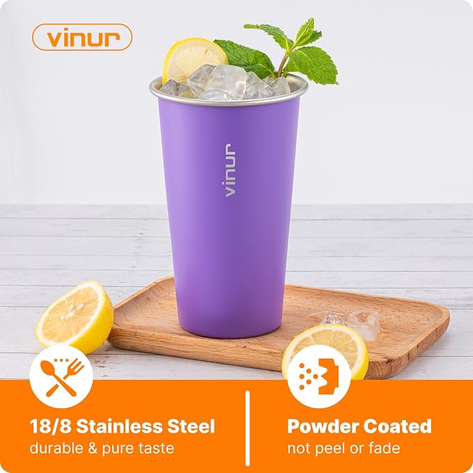 Stainless Steel Cups-20 oz Colorful Stackable Metal Drinking Glasses 6 Pcs | 20 - Image 2