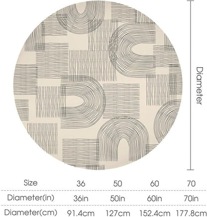 Boho Round Tablecloth, Mid Century Minimalist Abstract Aesthetic Modern Tablecloth for Home Party Dining Room Kitchen Decor 70Inch(178cm)