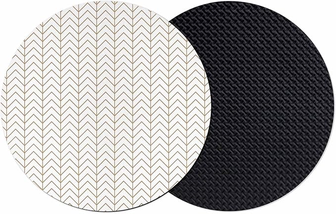 Simple Line White Coasters Set of 2, Non-Slip Cup Coaster Mat by PIEPLE