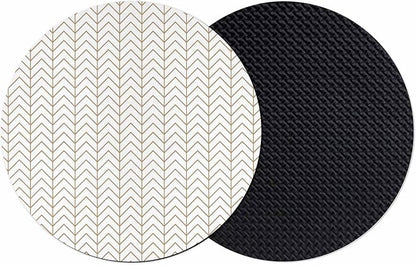 Simple Line White Coasters Set of 2, Non-Slip Cup Coaster Mat by PIEPLE